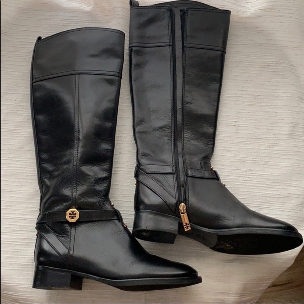 Tory Burch Tall Leather Riding Boots - Black